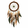 Atrapasueños 30 x 70 cm de mimbre marrón con plumas verdes estilo bohemio