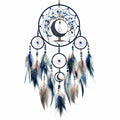 Atrapasueños colgante 50 x 100 cm azul con plumas y luna decorativa