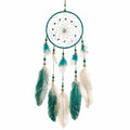 Atrapasueños 20 x 60 cm verde y blanco de plumas - decoración colgante bohemia