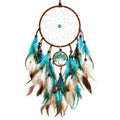 Atrapasueños 30 x 75 cm de cordón y plumas turquesa marrón para decoración colgante