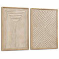 Set de 2 cuadros decorativos 40 x 60 cm con marco de madera beige para pared estilo geométrico en relieve