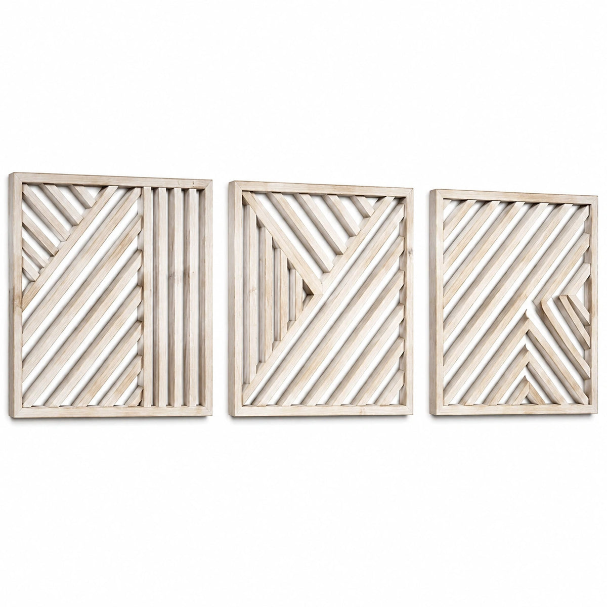 Panel decorativo de pared 40 x 60 cm de madera beige - juego de 3 estilo geométrico