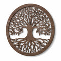 Decoración de pared redonda 60 cm de madera marrón con árbol calado