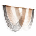 Tapiz de pared 120 x 110 cm de cordón textil beige blanco negro y marrón con barra de madera - decoración colgante artesanal