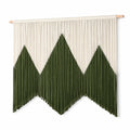 Tapiz de pared 100 x 90 cm de cordón textil beige y verde con flecos estilo bohemio