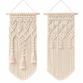 Tapiz de pared 40 x 90 cm de algodón beige con flecos estilo bohemio