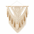 Tapiz de pared de macramé 50 x 75 cm de algodón beige con flecos estilo bohemio
