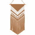Tapiz de pared macramé 50 x 100 cm de algodón beige y blanco con flecos estilo bohemio